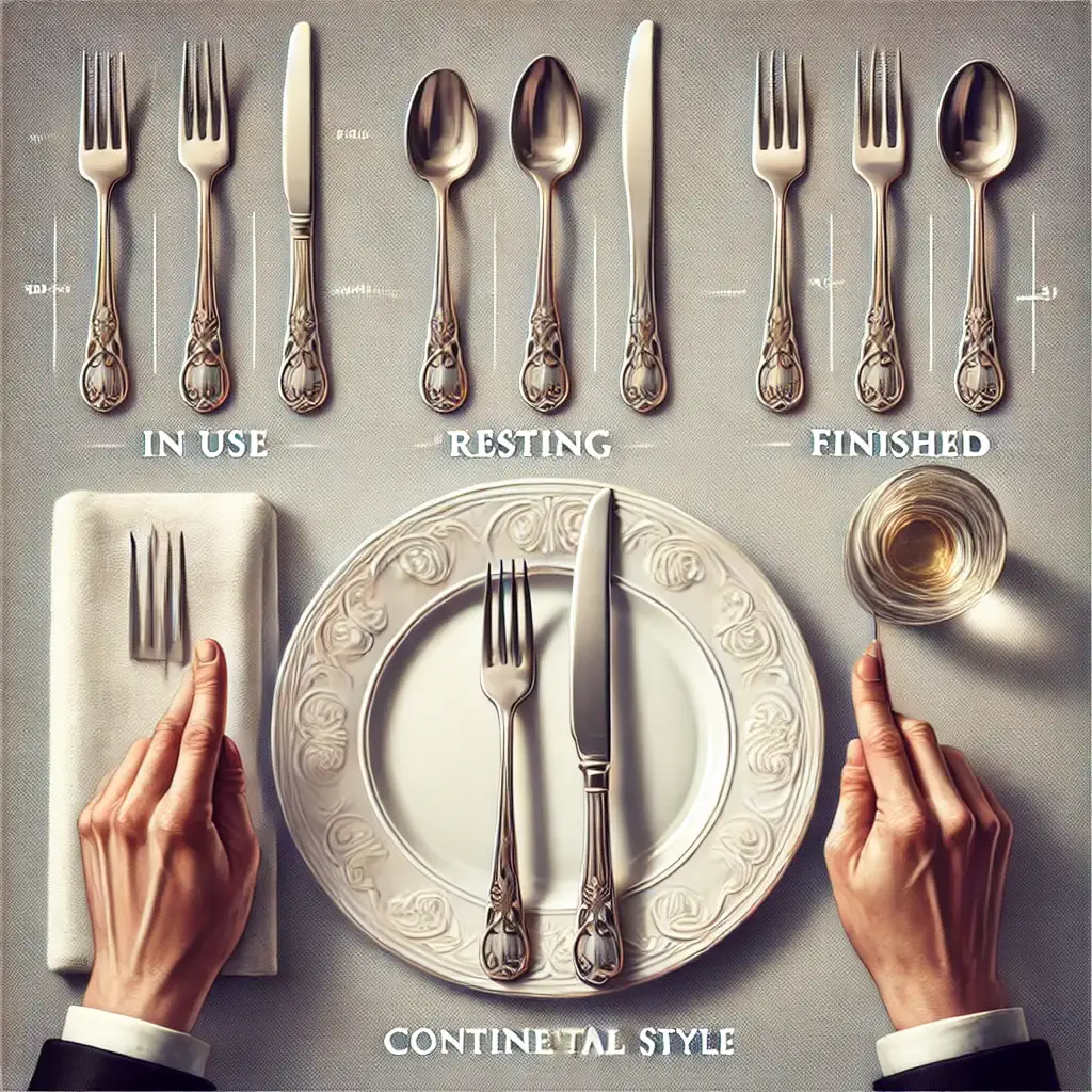 Continental style of eating done