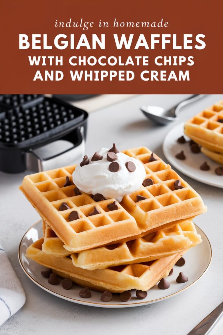Indulge In Homemade Belgian Waffles With Chocolate Chips And Whipped Cream