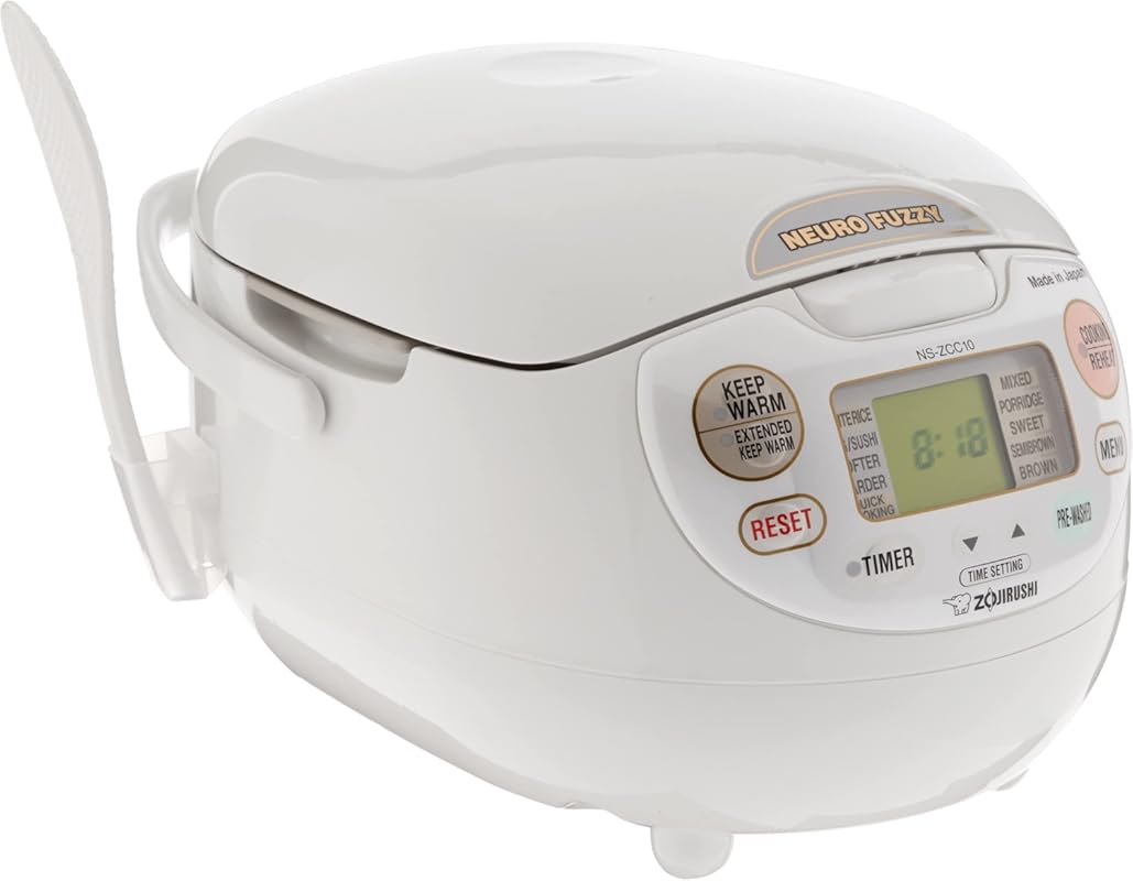 Zojirushi Neuro Fuzzy Rice Cooker for Basmati, 5.5-Cup, Premium White,