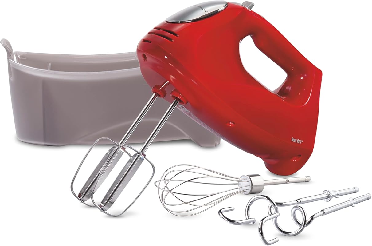 Hamilton Beach 6-Speed Hand Mixer with Whisk, Beaters, Dough Hooks, an