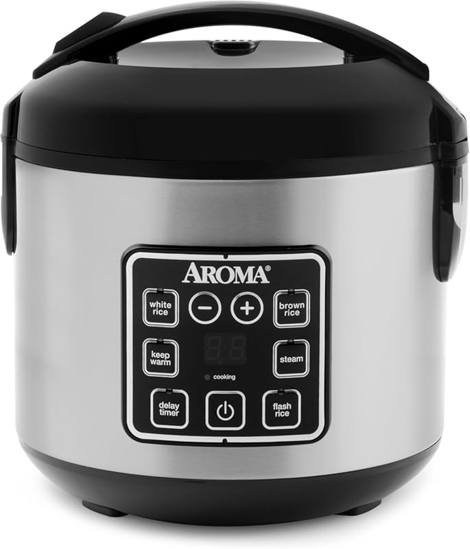 AROMA Digital Rice Cooker, 4-Cup / 8-Cup , Steamer, Grain Cooker, Mul