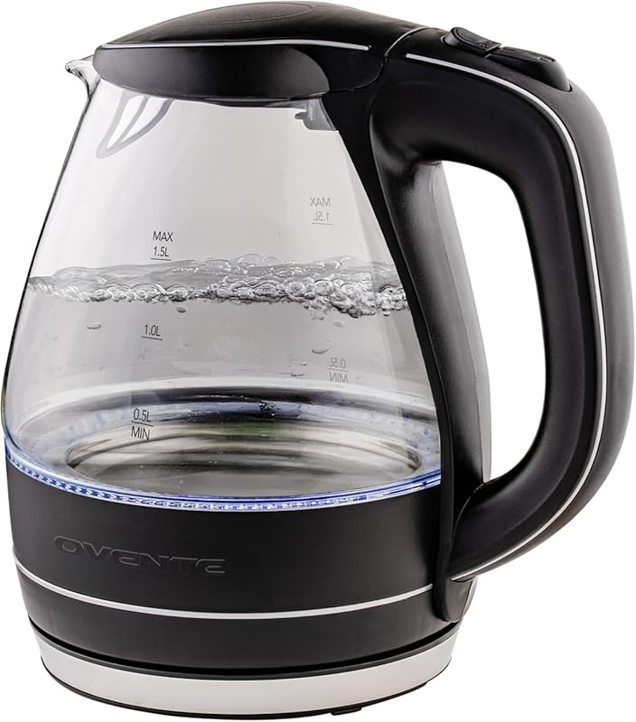 OVENTE Electric Kettle, 1.5L Borosilicate Glass Countertop Water Heate