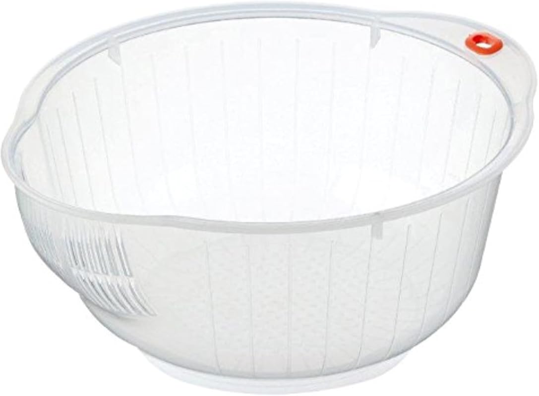 Inomata Plastic Japanese Rice Washing Bowl with Strainer, 2 quart