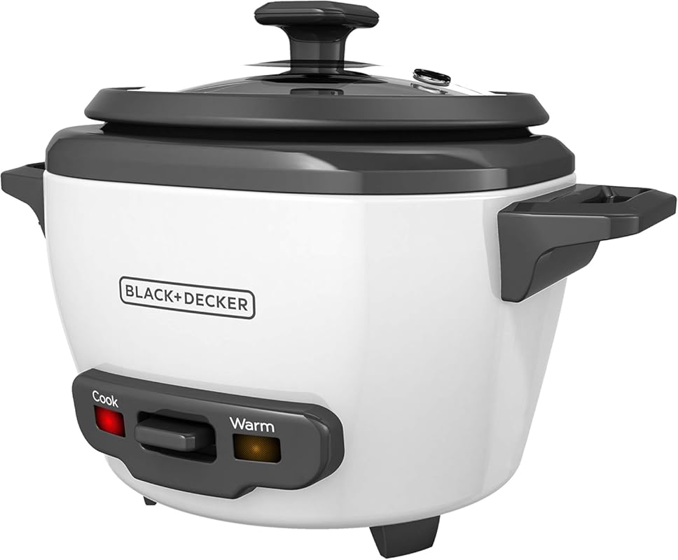 Black and Decker 3-Cup Rice Cooker with Steaming Basket and Non-Stick 
