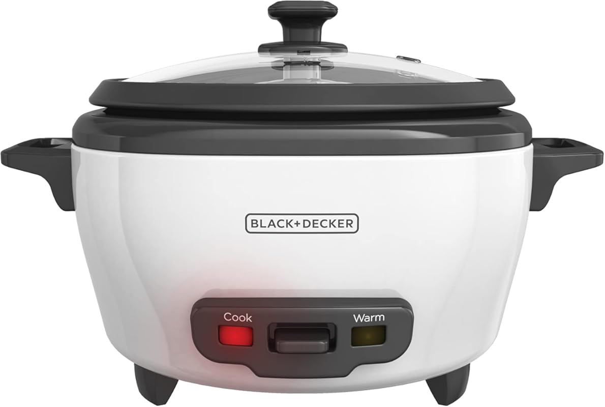 Black and Decker 6-Cup Rice Cooker with Steaming Basket and Non-Stick 