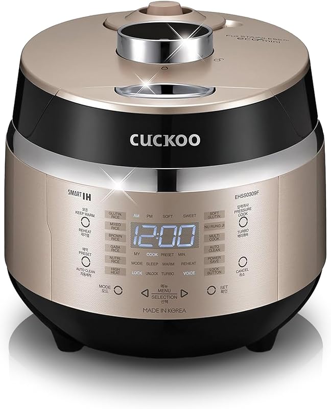 Cuckoo 3-Cup Induction Rice Cooker with 16 Menu Options and Voice Guid