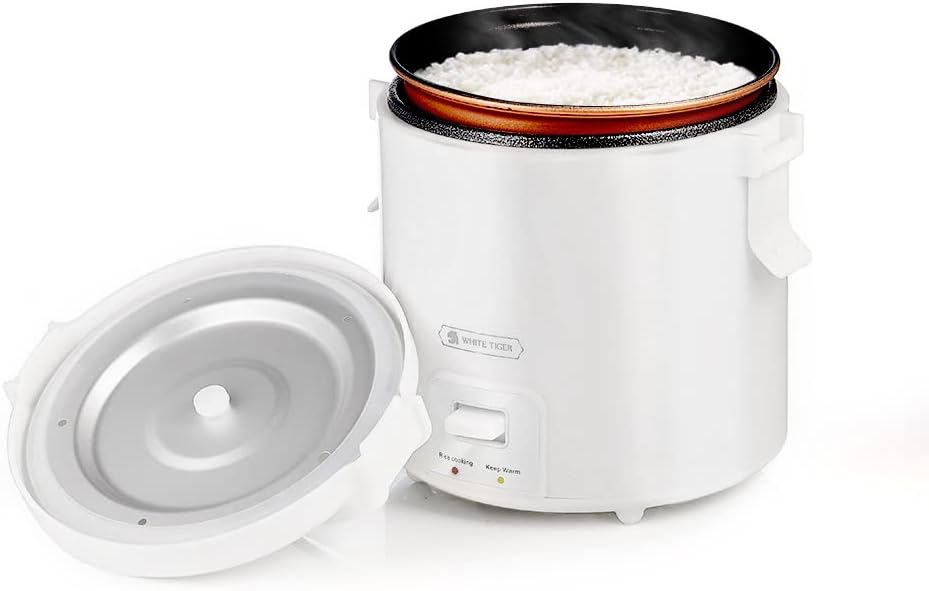 1.0L Mini Rice Cooker,WHITE TIGER Portable Travel Steamer Small,15 Min