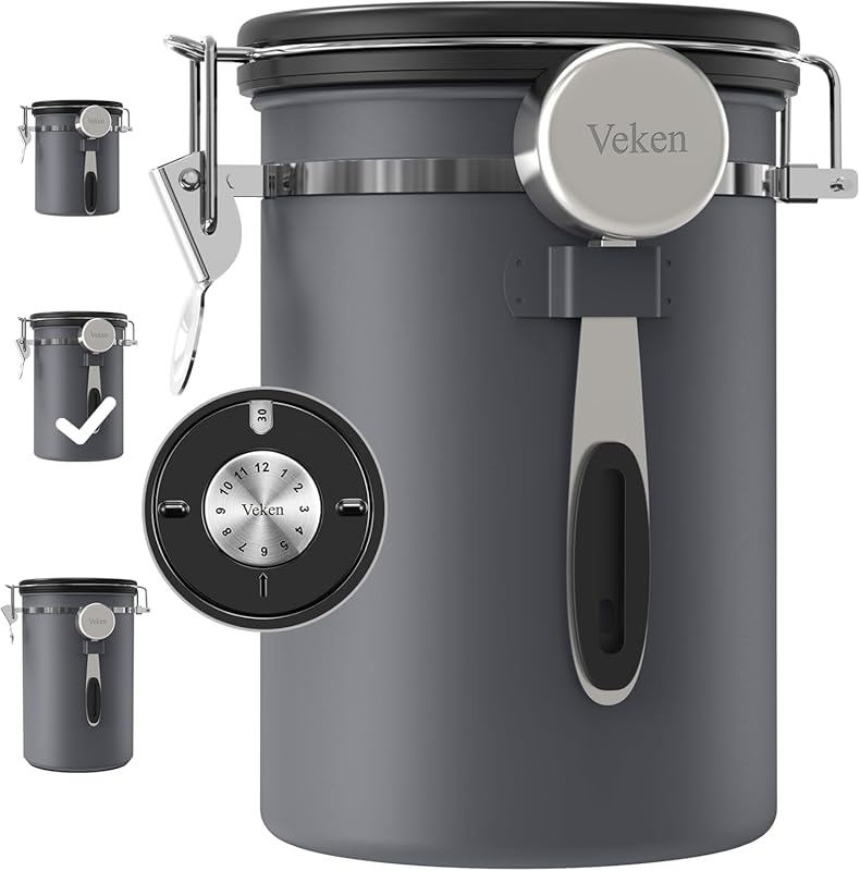 Veken Coffee Canister, Airtight Stainless Steel Kitchen Food Storage C