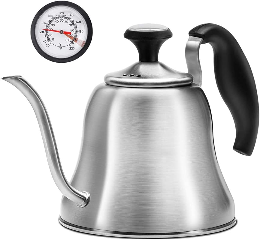Stainless Steel Gooseneck Tea Kettle with Thermometer for Pour-Over Co