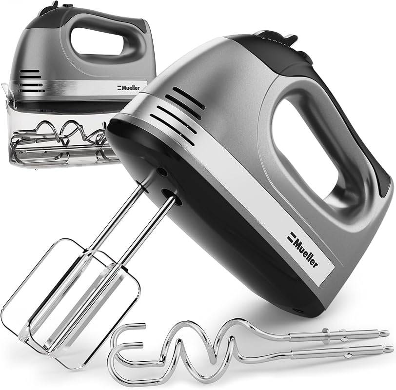 Mueller Electric Hand Mixer | 5 Speed 250W Turbo with Snap-On Storage 