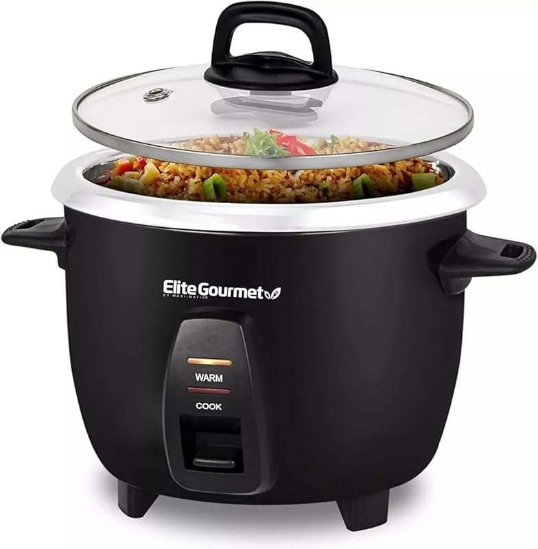 Elite Gourmet ERC2010B Electric Rice Cooker with Stainless Steel Inner