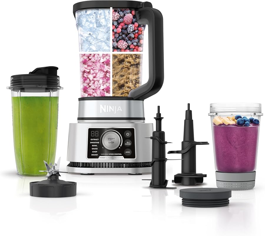 Ninja Blender and Food Processor Combo for Smoothies, Dough, and Nutri