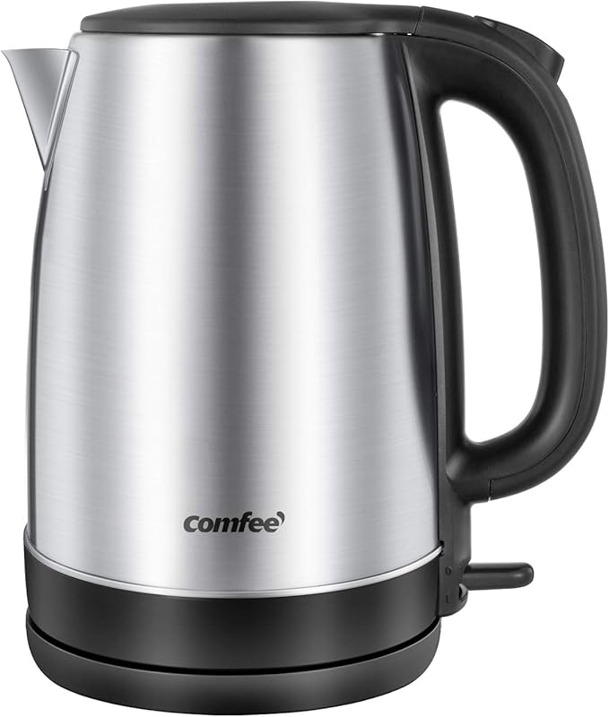 Quiet Stainless Steel Electric Kettle with LED Light, 1.7L, and Fast B