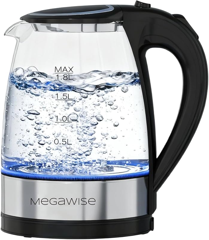 Megawise Electric Glass Kettle with Auto Shut-Off