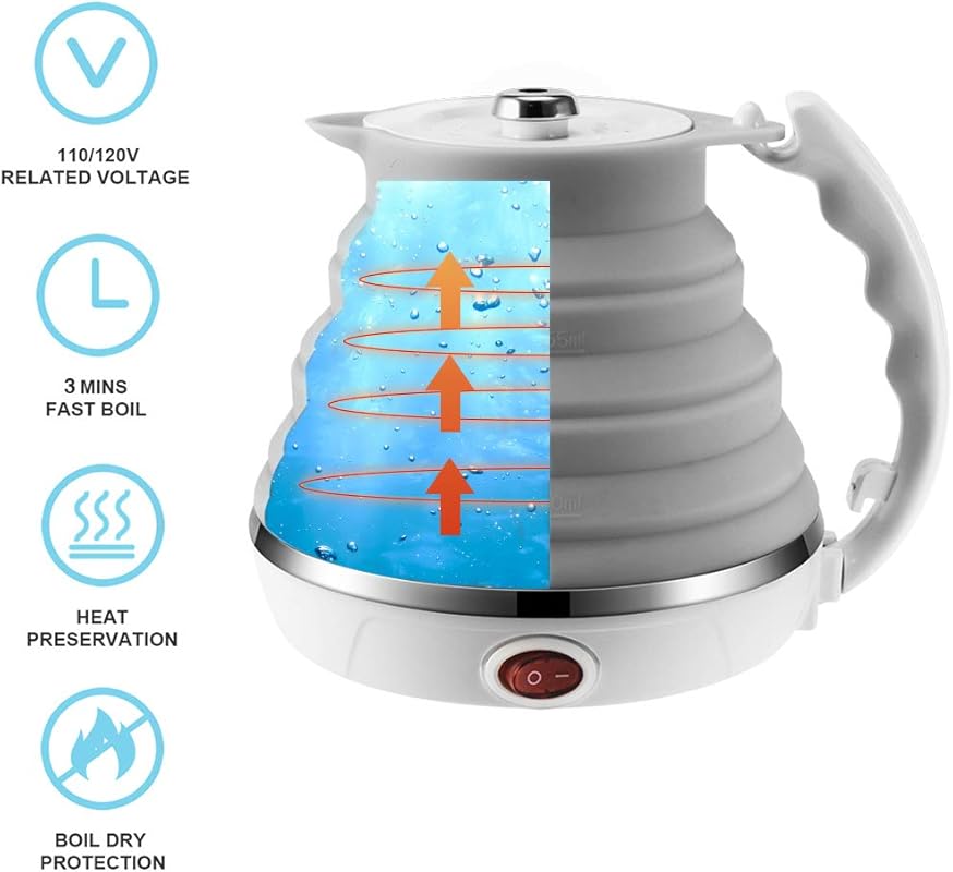 110V 555ML Ultrathin Travel Foldable Electric Kettle with Separable Po