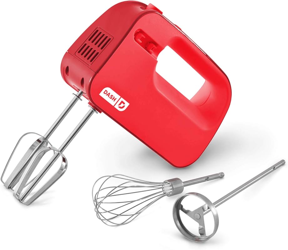 Dash SmartStore Deluxe Compact Hand Mixer with Whisk and Milkshake Att