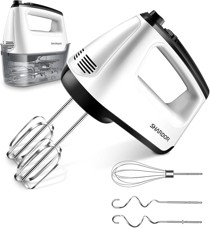 SHARDOR 6-Speed Electric Hand Mixer with Stainless Steel Attachments a