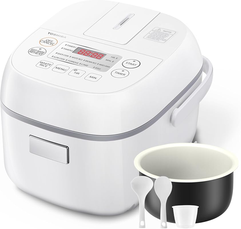 Toshiba Mini Rice Cooker, 3 Cups Uncooked Small Rice Cooker, Steamer &