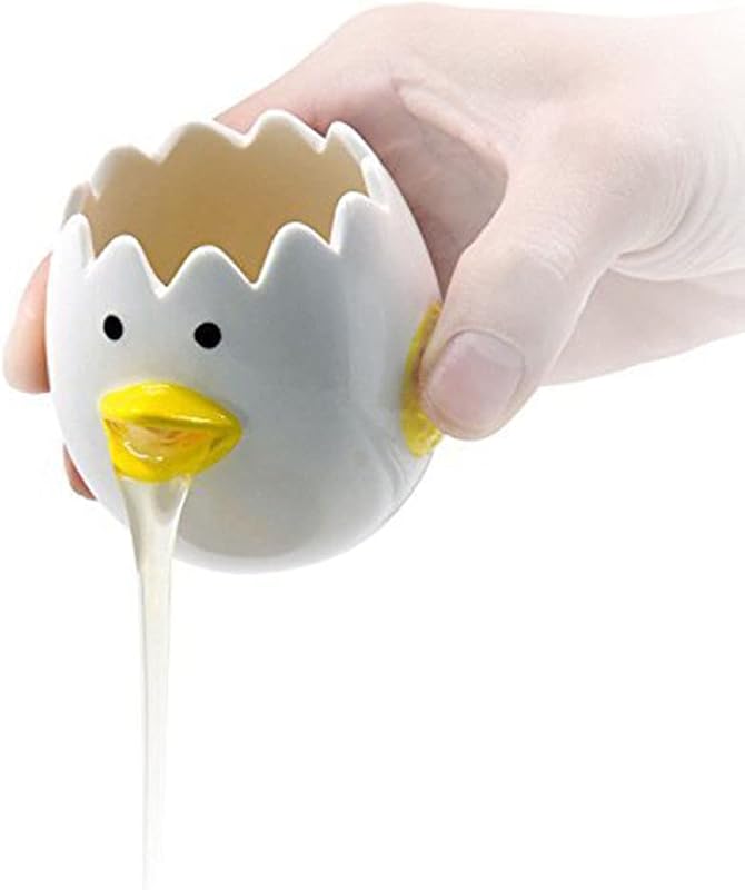 LuoCoCo Cute Egg Separator, Ceramics Vomiting Chicken Egg Yolk White S