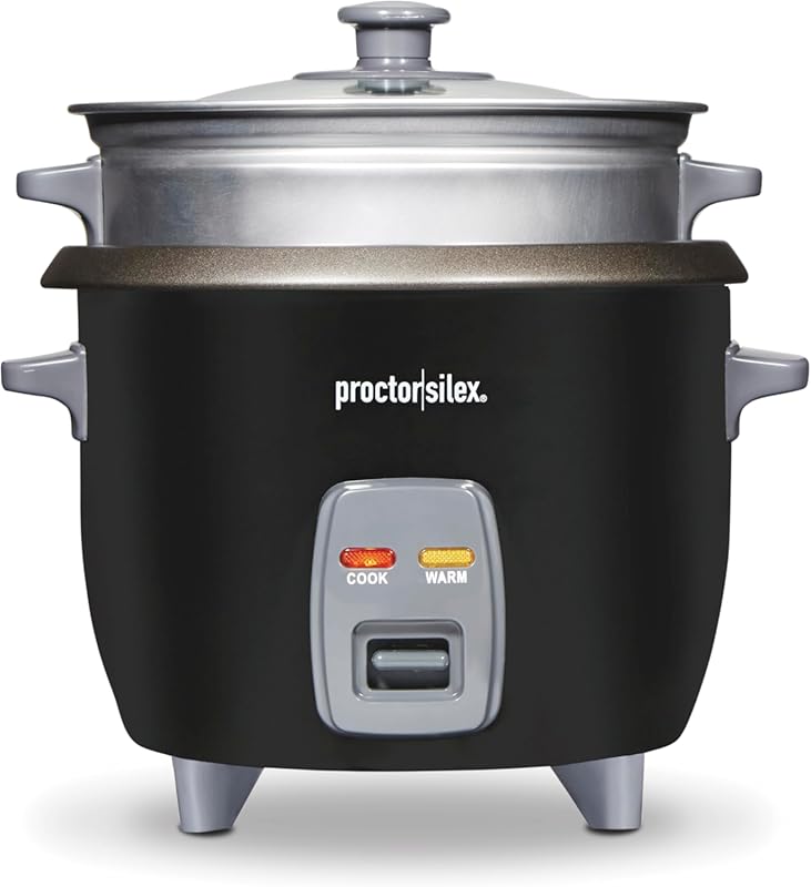 Proctor Silex Rice Cooker & Food Steamer, 6 Cups Cooked , Includes Ste