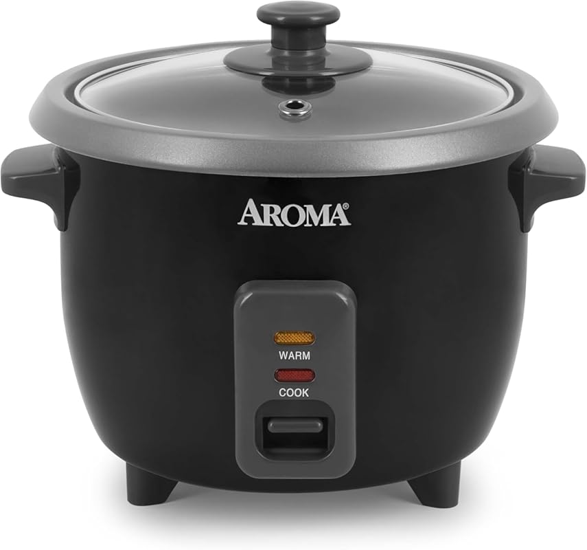 Aroma Housewares 1.5Qt. Rice & Grain Cooker ,Black,6-Cup Cooked / 3-Cu