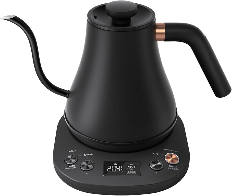 Slim Electric Gooseneck Kettle with Precise Temperature Control for Co