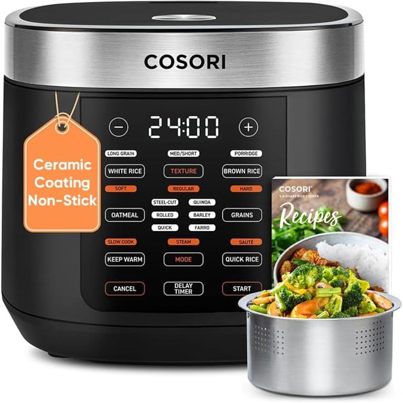 Smart Rice Cooker with Fuzzy Logic – 10-Cup Capacity, 18 Functions, Ce