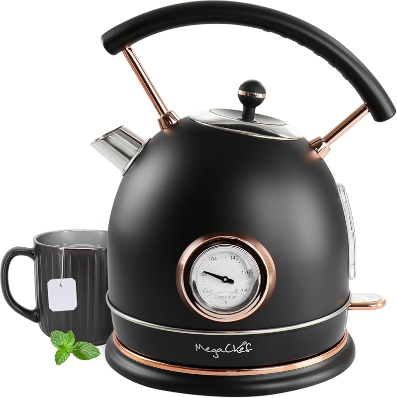 MegaChef 1.8 Quarts Half Circle Electric Tea Kettle in Matte Black
