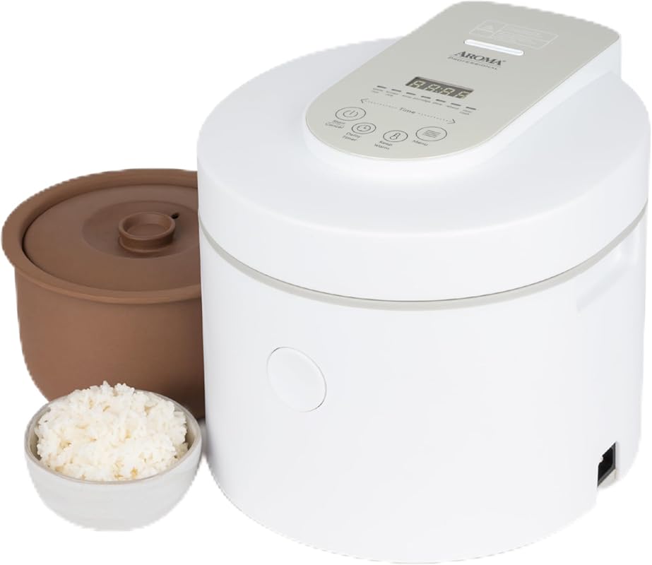 AROMA® Professional Rice Cooker with Purple Clay Cooking Pot, 6-Cup /