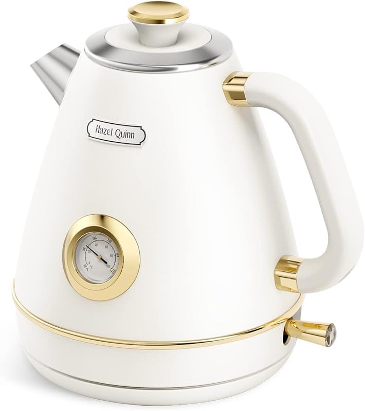 Hazel Quinn Retro Stainless Steel Electric Kettle with Thermometer and