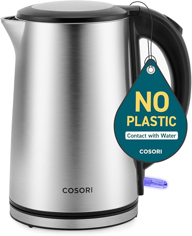 COSORI Double Wall Stainless Steel Electric Kettle with No Plastic Con