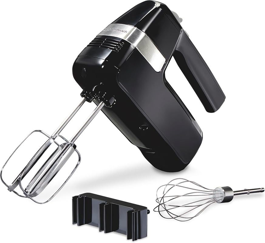 6-Speed Electric Hand Mixer with Stir Button and Storage Clip, 300 Wat