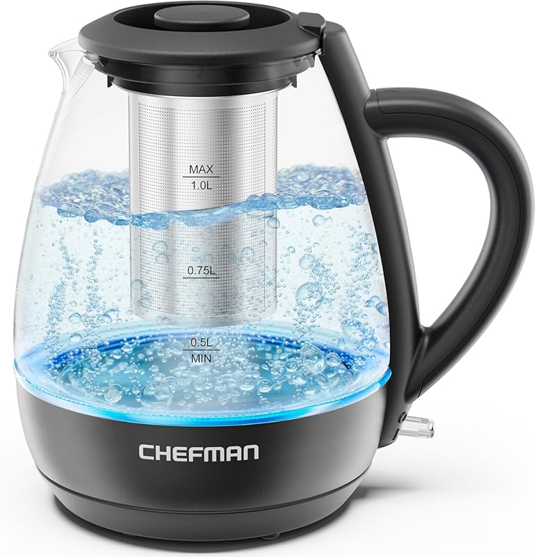 Small Electric Kettle with Tea Infuser, 1L Capacity, and BPA-Free Stai