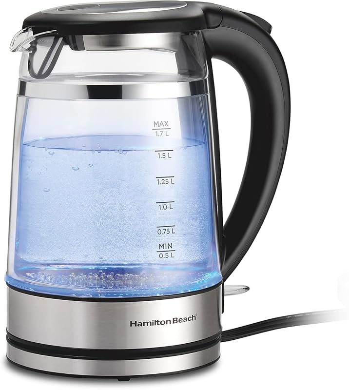 Hamilton Beach Double Wall 1.7L Glass Kettle with Variable LED and Fil
