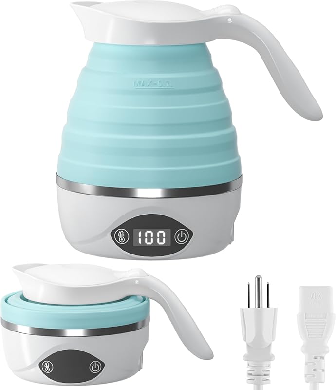 BPA-Free Silicone Travel Kettle with Dual Voltage for Tea and Coffee O