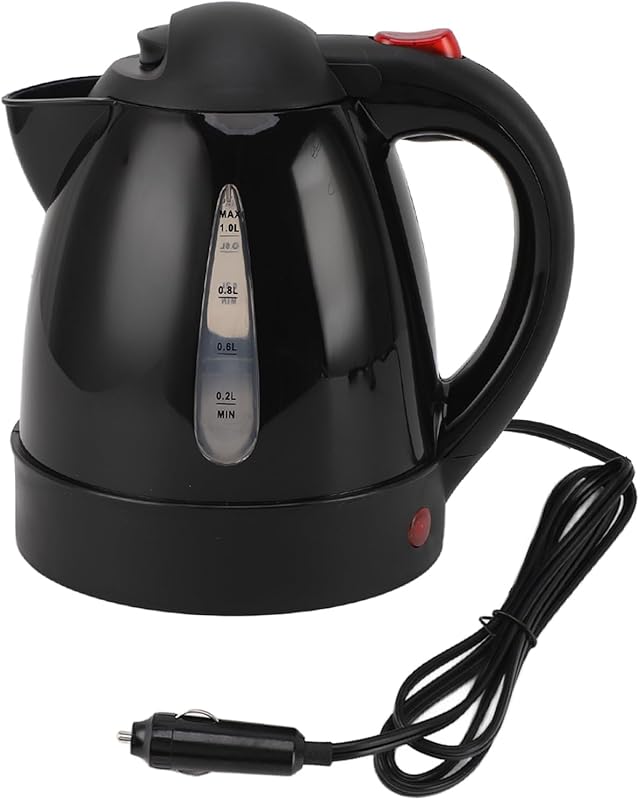 Car Kettles, Portable 1L 150W 12V Auto Shut Off hot Water Heater with