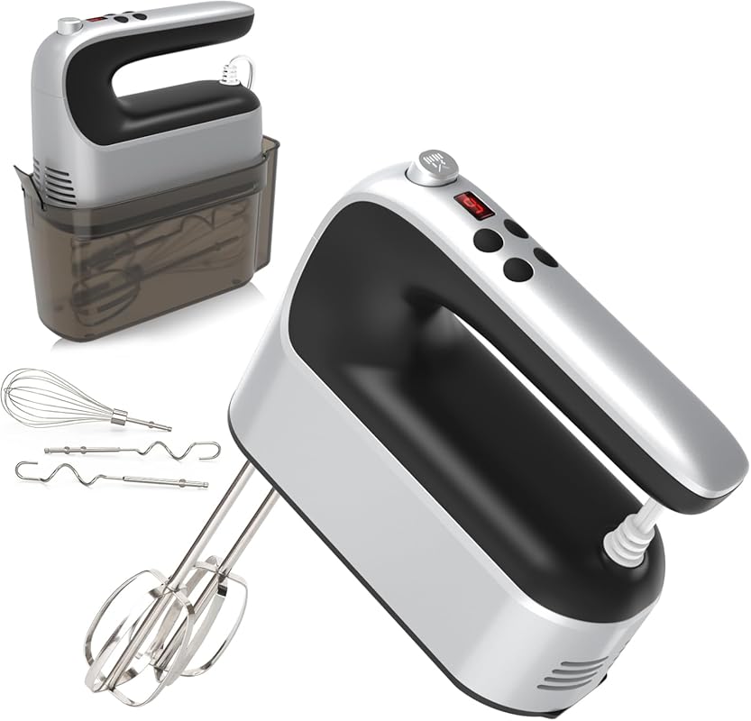 9-Speed Digital Hand Mixer Electric, 400W Powerful DC Motor Low Noise,