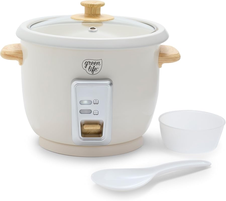 GreenLife Rice Cooker with Removable PFAS-Free Nonstick Pot, 3-Cups Un