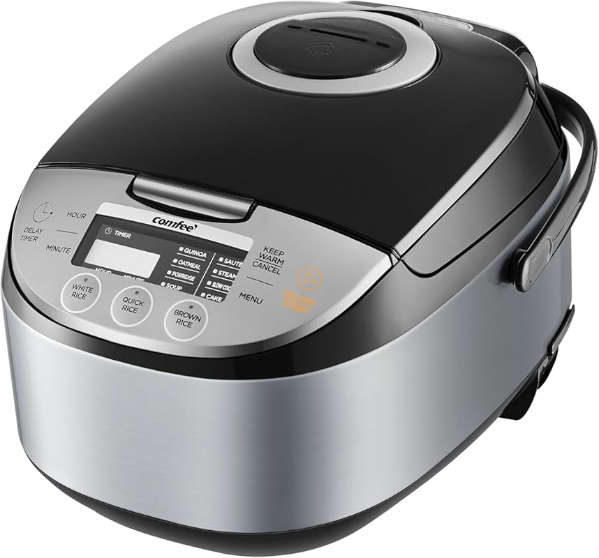 Comfee 12 Cup Cooked Rice Maker with Fuzzy Logic, 11 Presets, and 24-H