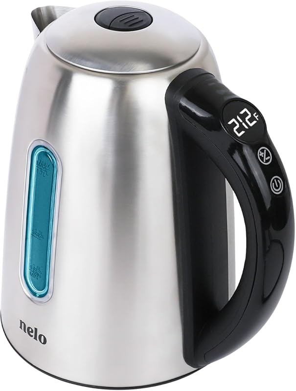 1.7L Electric Kettle with LED Lights, Digital Display, and 7 Temperatu