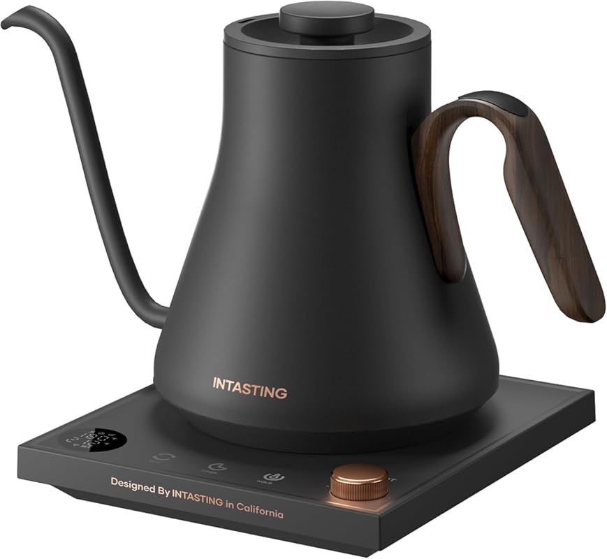 Gooseneck Electric Kettle with Precise ±1℉ Temperature Control, Wood-A