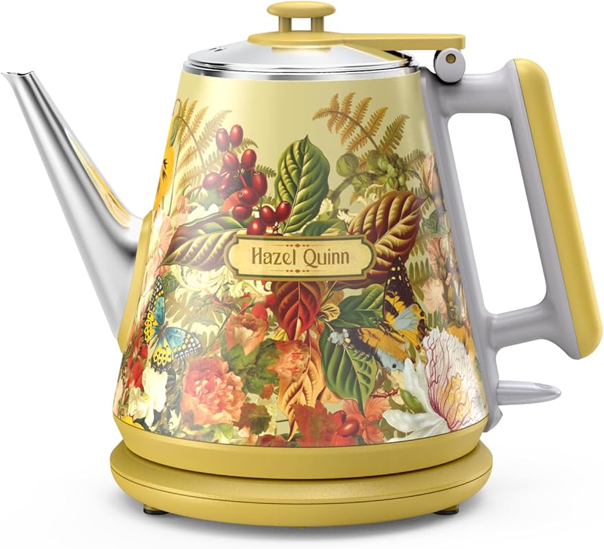 Retro Electric Kettle, 1L, Double Wall Stainless Steel, 800W, Cordless