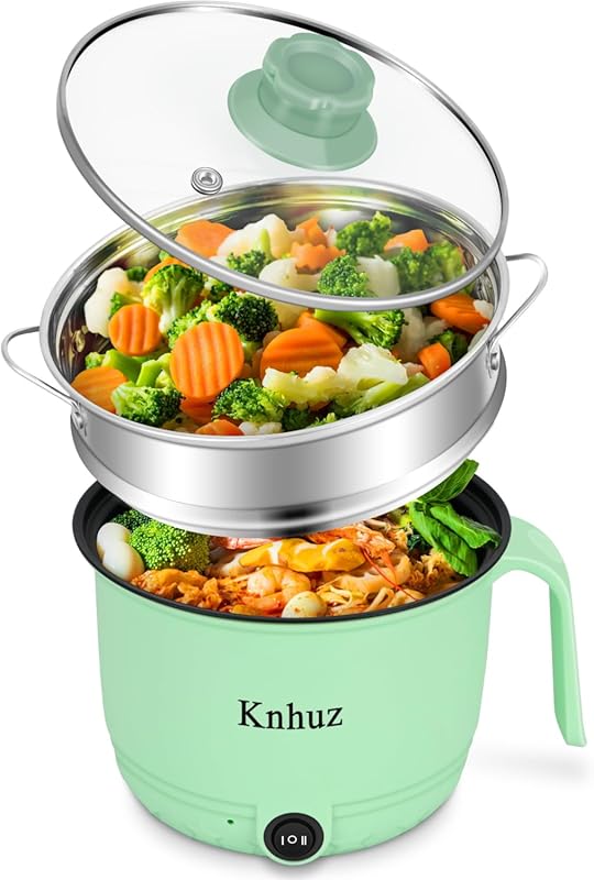 Hot Pot Electric With Steamer,Rapid Ramen Cooker,1.8L Mini Portable Se