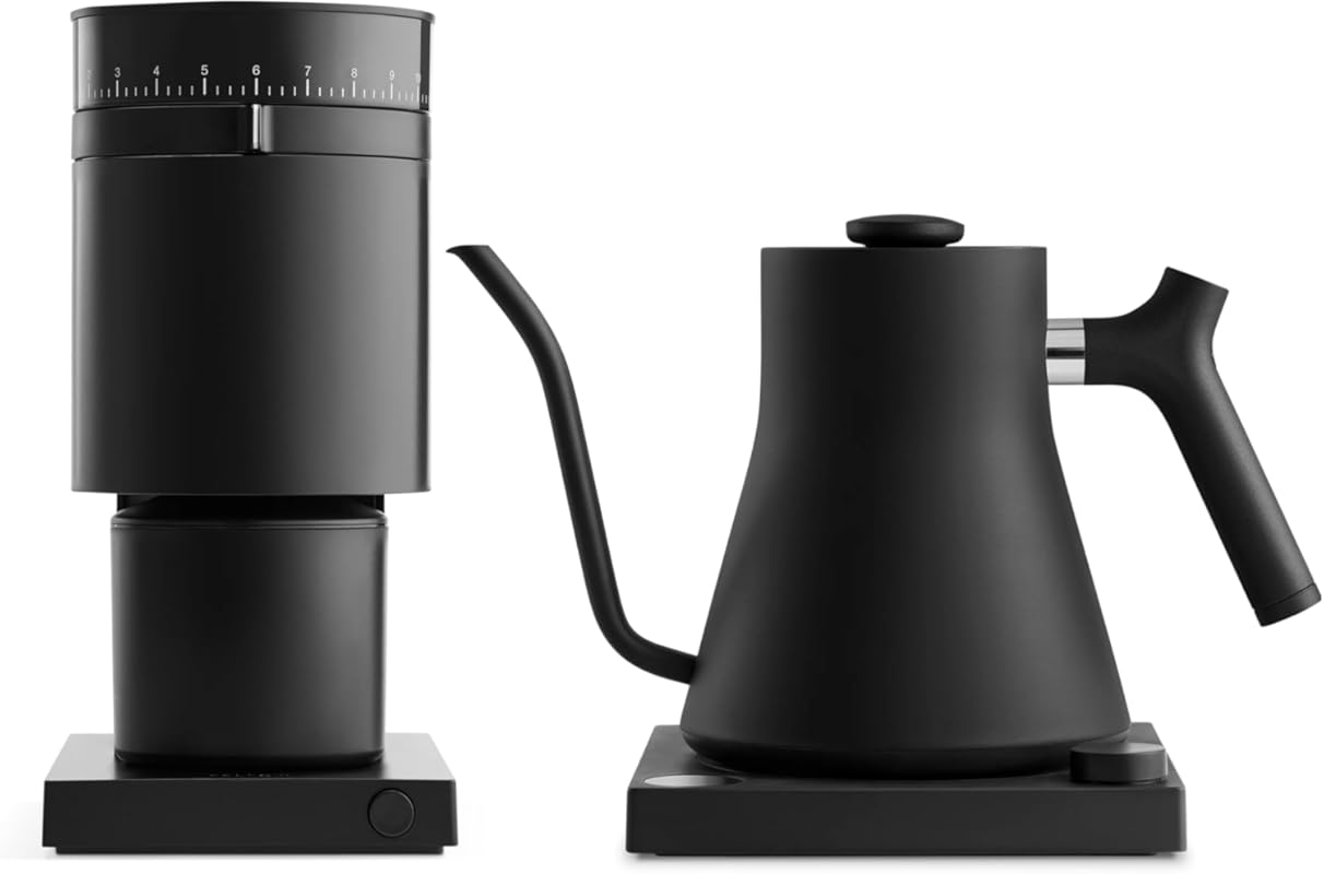 Fellow Stagg EKG Kettle and Opus Burr Grinder Bundle in Matte Black