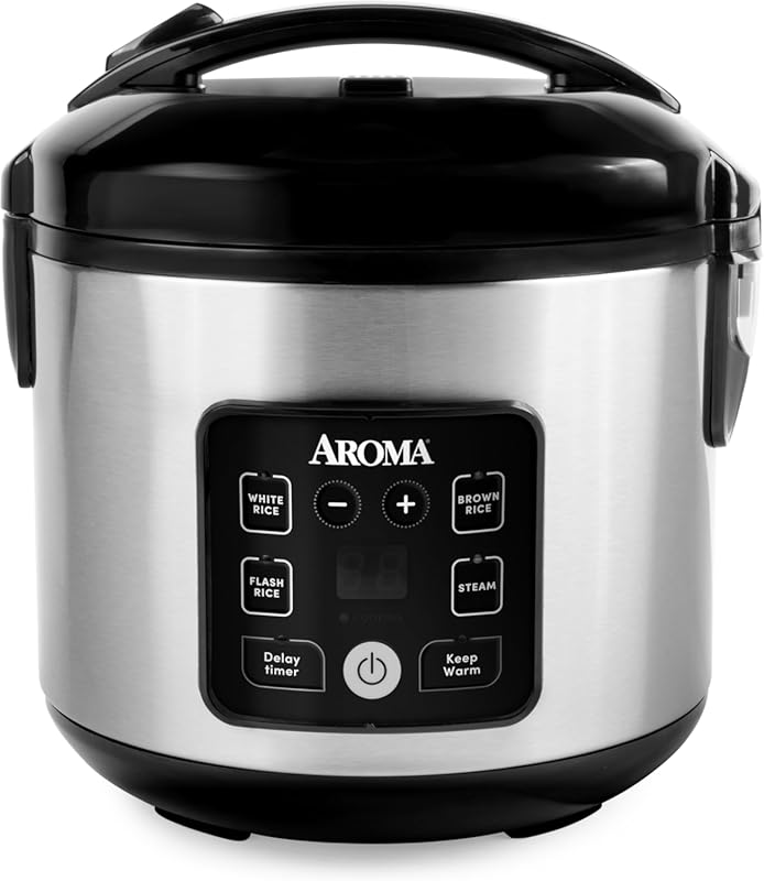 AROMA Digital Rice Cooker with Ceramic Coating for Brown Rice, 8-Cup C