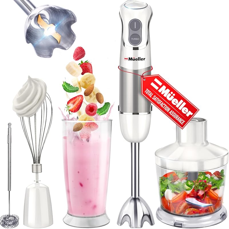 Mueller UltraStick 800W 5-in-1 Hand Blender with Turbo Boost and Whisk