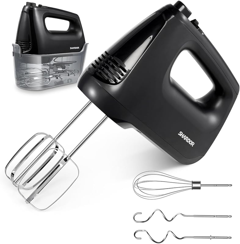 SHARDOR 6-Speed Electric Hand Mixer with Snap-On Storage and Stainless