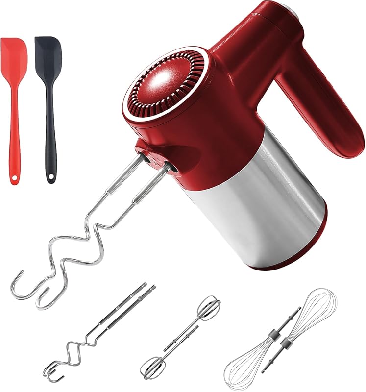 Cordless 7-Speed Electric Hand Mixer with Stainless Steel Attachments 