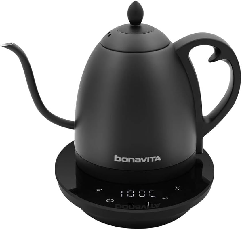 Bonavita Cosmopolitan 1.0L Gooseneck Kettle in Matte Black with 6 Pres