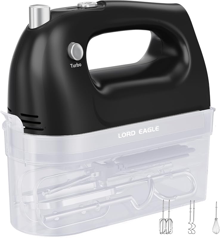 Lord Eagle 5-Speed Hand Mixer with Turbo Boost and Stainless Steel Bea